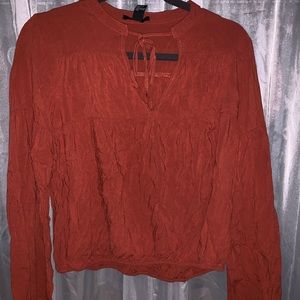 Forever 21 Bell sleeve rouged crop top